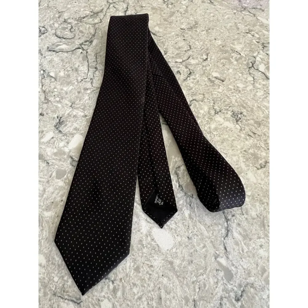 Arturo Phillipe Men's 100% Imported Silk Neck Tie Black w Brown Polka Dots JL